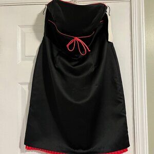 Black satin Mica dress with coral trim New with tag NWT size 12